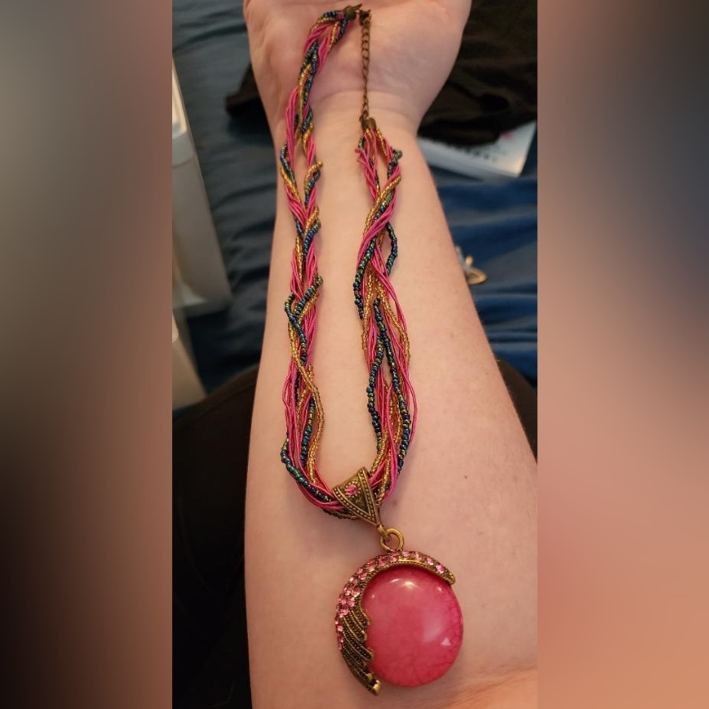 Pink Boho Barbie Goddess inspired Necklace